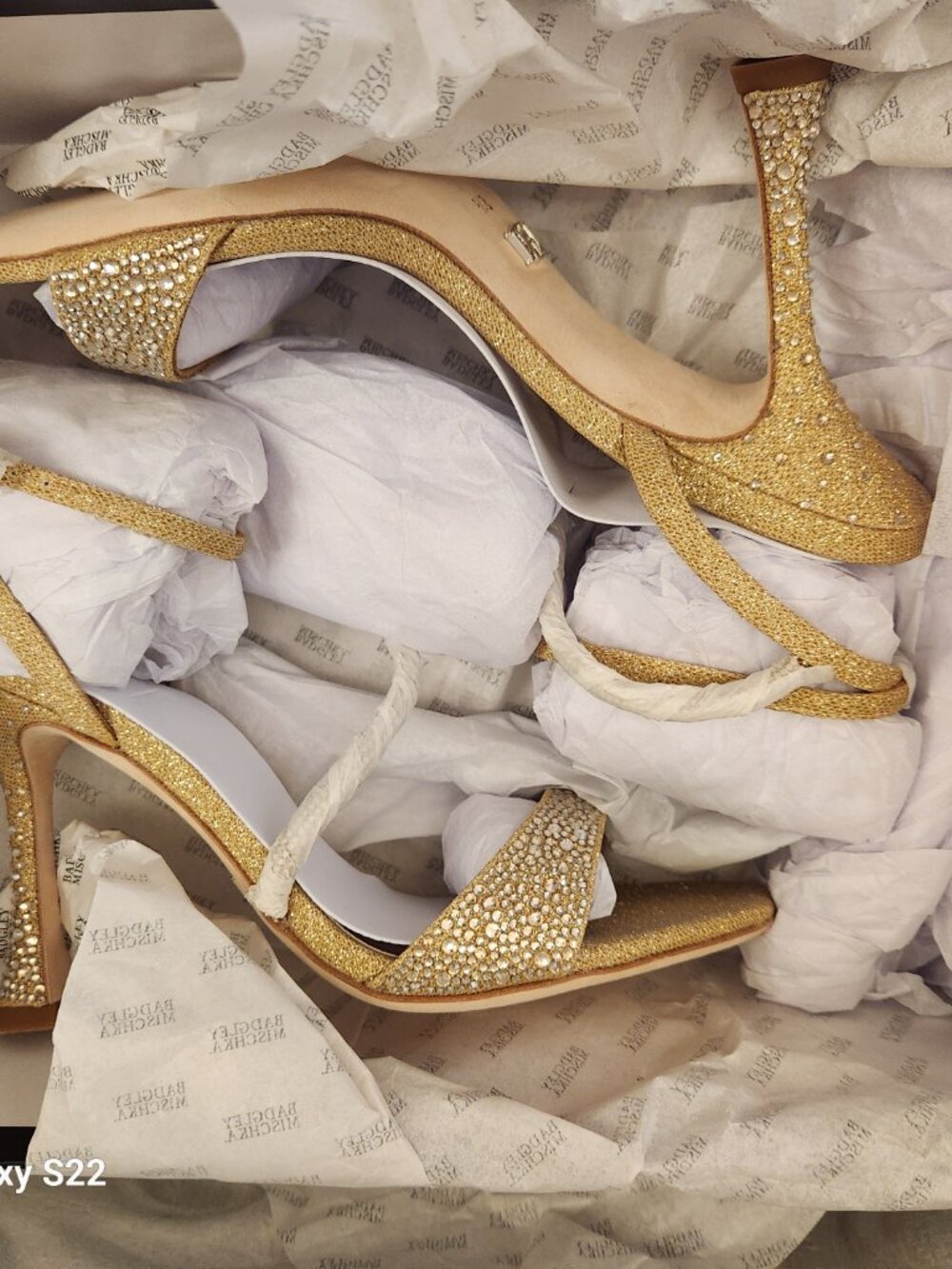 Badgley Mischka "Sally" Gold Embellished Heeled Sandals. NIB. Size 8.5 - Picture 9 of 10